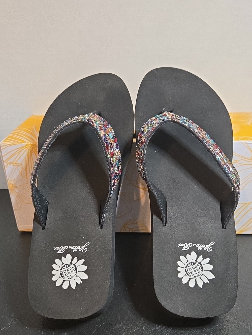 Yellow Box Jovina Multi Color Beaded Flip Flops NEW SIZE 7